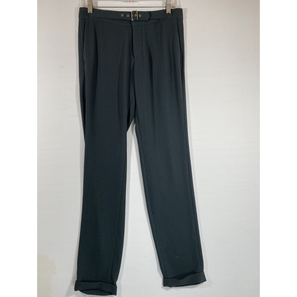 NewYorkIndustrie Pants Womens 40 Green Belted Made In Italy Minimalist
